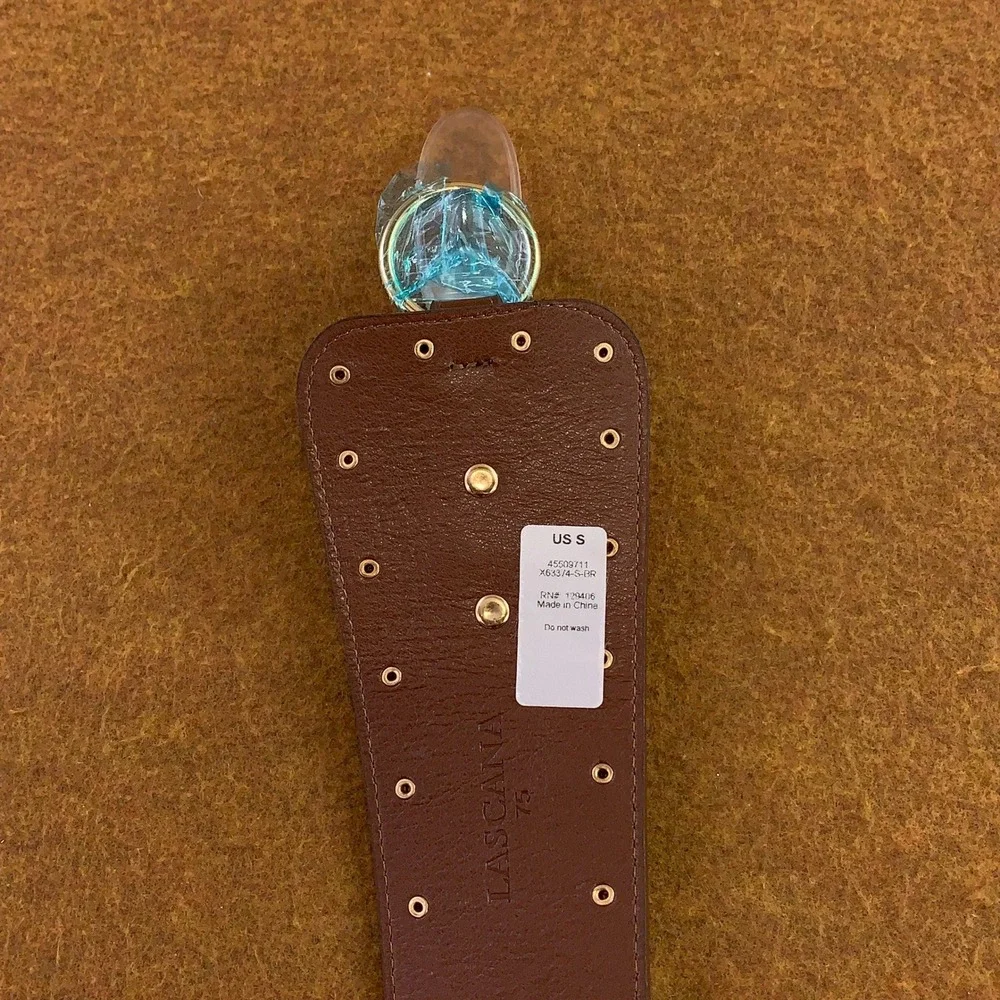 Lascana Womens Small Brown Studded Faux Leather Corset Waist Belt New